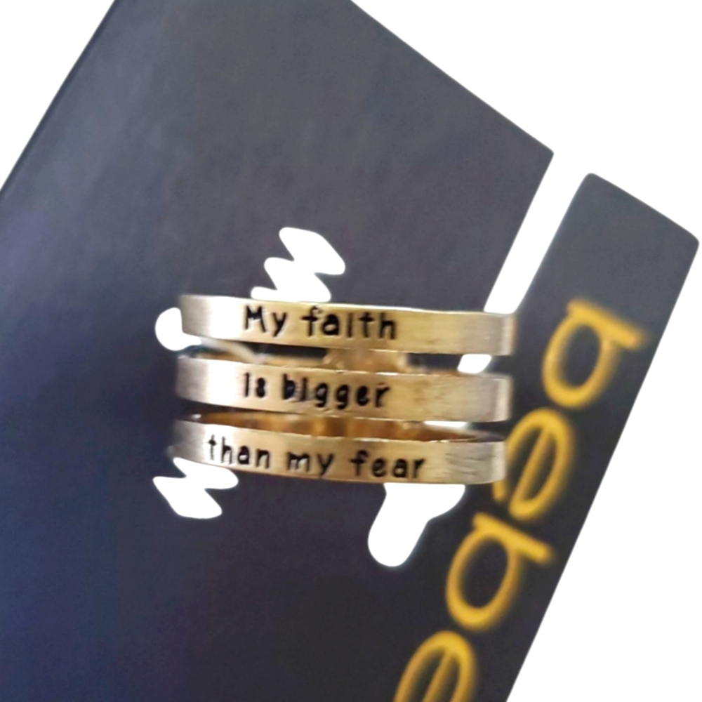 bebe brass Ring Size 7 My Faith Is Stronger Than My Fear